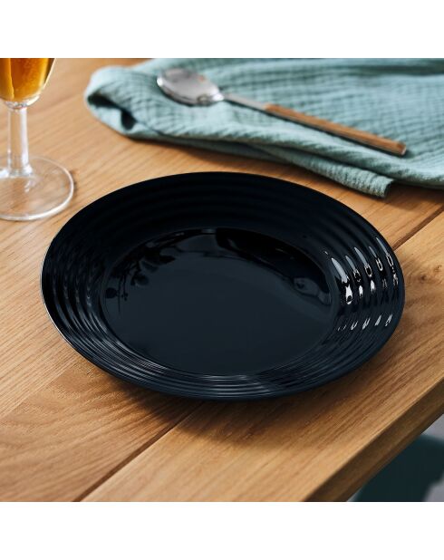 Lot de 6 assiettes à dessert en verre Harena noir - D.19 cm