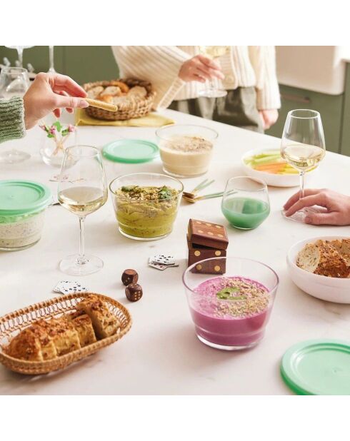 Boite de conservation avec couvercle en verre Eat & Joy verte - 80 cl