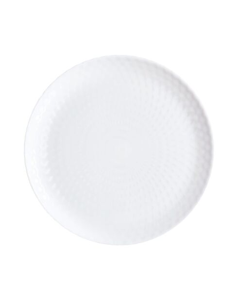 Lot de 6 assiettes plates Pampille en verre blanc - D.25 cm