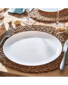 Lot de 6 assiettes plates Pampille en verre blanc - D.25 cm