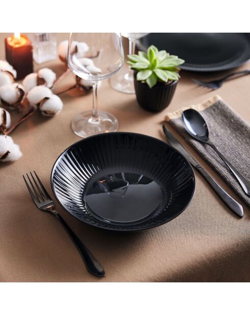 Lot de 6 assiettes creuses en verre Cottage noir - D.20 cm