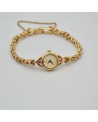 Montre Vintage Dorée à Cabochons Roses
