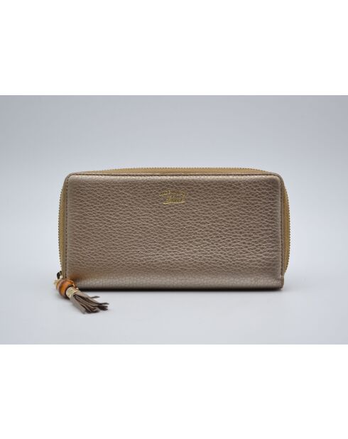 Portefeuille cuir grainé doré Bamboo zippy - 20 x 10 x 2,5 cm
