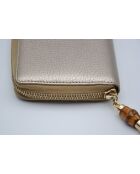 Portefeuille cuir grainé doré Bamboo zippy - 20 x 10 x 2,5 cm