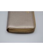Portefeuille cuir grainé doré Bamboo zippy - 20 x 10 x 2,5 cm