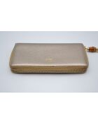 Portefeuille cuir grainé doré Bamboo zippy - 20 x 10 x 2,5 cm