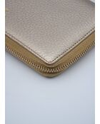 Portefeuille cuir grainé doré Bamboo zippy - 20 x 10 x 2,5 cm