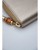 Portefeuille cuir grainé doré Bamboo zippy - 20 x 10 x 2,5 cm