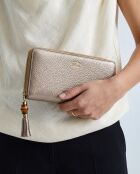 Portefeuille cuir grainé doré Bamboo zippy - 20 x 10 x 2,5 cm