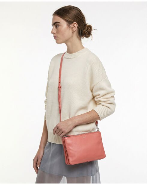 Sac bandoulière Trio Corail Cuir Agneau Lisse - 21,5 x 12 cm