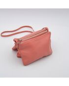 Sac bandoulière Trio Corail Cuir Agneau Lisse - 21,5 x 12 cm