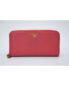 Porte-monnaie Portefeuille Zippé En Cuir Saffiano rouge - 20 × 10,5 × 2 cm