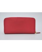Porte-monnaie Portefeuille Zippé En Cuir Saffiano rouge - 20 × 10,5 × 2 cm