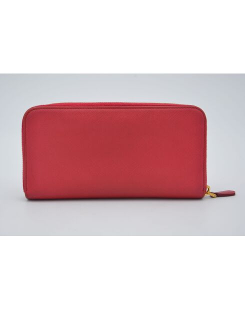 Porte-monnaie Portefeuille Zippé En Cuir Saffiano rouge - 20 × 10,5 × 2 cm