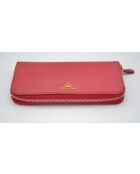 Porte-monnaie Portefeuille Zippé En Cuir Saffiano rouge - 20 × 10,5 × 2 cm