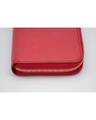 Porte-monnaie Portefeuille Zippé En Cuir Saffiano rouge - 20 × 10,5 × 2 cm