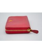 Porte-monnaie Portefeuille Zippé En Cuir Saffiano rouge - 20 × 10,5 × 2 cm