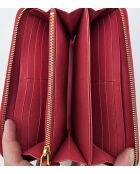 Porte-monnaie Portefeuille Zippé En Cuir Saffiano rouge - 20 × 10,5 × 2 cm