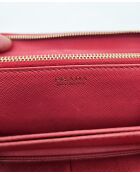 Porte-monnaie Portefeuille Zippé En Cuir Saffiano rouge - 20 × 10,5 × 2 cm