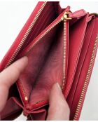 Porte-monnaie Portefeuille Zippé En Cuir Saffiano rouge - 20 × 10,5 × 2 cm