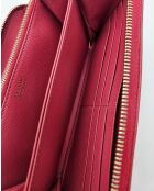 Porte-monnaie Portefeuille Zippé En Cuir Saffiano rouge - 20 × 10,5 × 2 cm