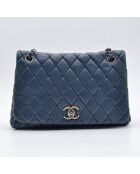 Sac Rabat Matelassé Cuir bleu pétrole - 28 x 19 x 6 cm