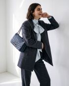 Sac Rabat Matelassé Cuir bleu pétrole - 28 x 19 x 6 cm