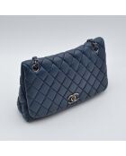 Sac Rabat Matelassé Cuir bleu pétrole - 28 x 19 x 6 cm