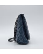 Sac Rabat Matelassé Cuir bleu pétrole - 28 x 19 x 6 cm