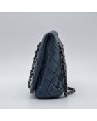 Sac Rabat Matelassé Cuir bleu pétrole - 28 x 19 x 6 cm