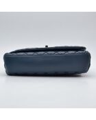 Sac Rabat Matelassé Cuir bleu pétrole - 28 x 19 x 6 cm