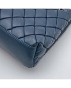 Sac Rabat Matelassé Cuir bleu pétrole - 28 x 19 x 6 cm