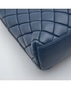 Sac Rabat Matelassé Cuir bleu pétrole - 28 x 19 x 6 cm