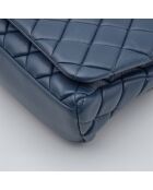 Sac Rabat Matelassé Cuir bleu pétrole - 28 x 19 x 6 cm