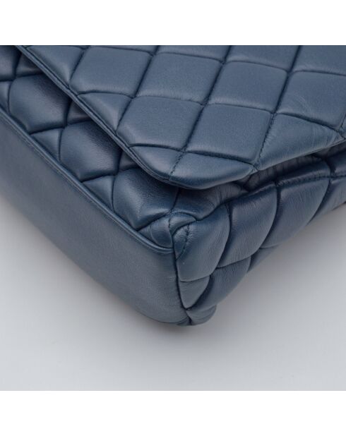Sac Rabat Matelassé Cuir bleu pétrole - 28 x 19 x 6 cm
