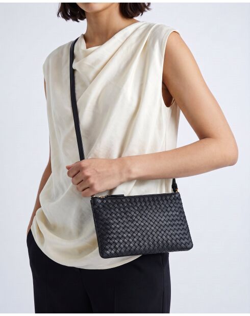 Sac bandoulière Pochette Intrecciato noir - 23,5 x 15 x 2 cm