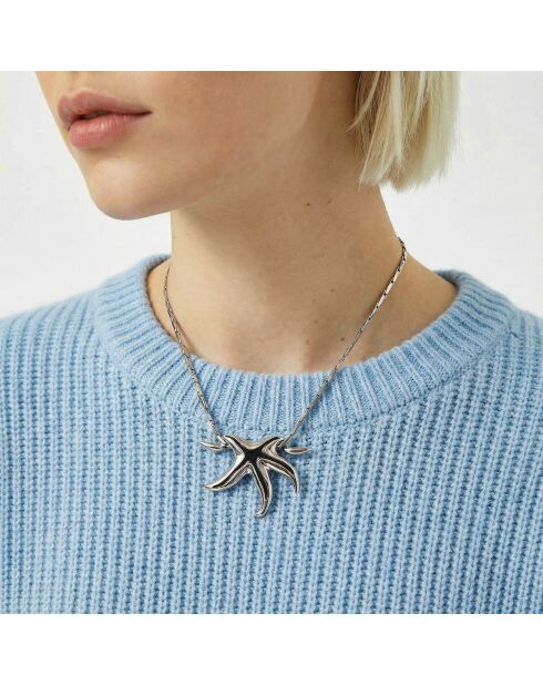 Collier pendentif étoile de mer vintage argenté