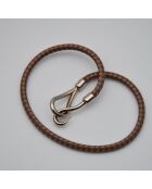 Bracelet Jumbo Vintage Cuir Tressé gris et marron - L: 19 cm