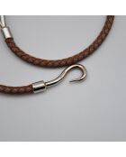 Bracelet Jumbo Vintage Cuir Tressé gris et marron - L: 19 cm