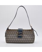 Sac à main Baguette Zucca beige et bleu marine - 29 x 15 x 5 cm