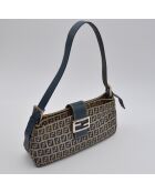 Sac à main Baguette Zucca beige et bleu marine - 29 x 15 x 5 cm