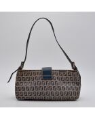 Sac à main Baguette Zucca beige et bleu marine - 29 x 15 x 5 cm
