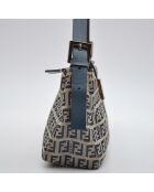 Sac à main Baguette Zucca beige et bleu marine - 29 x 15 x 5 cm