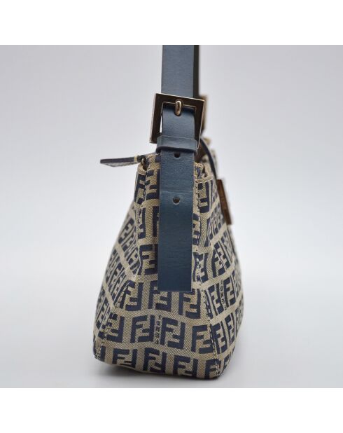 Sac à main Baguette Zucca beige et bleu marine - 29 x 15 x 5 cm