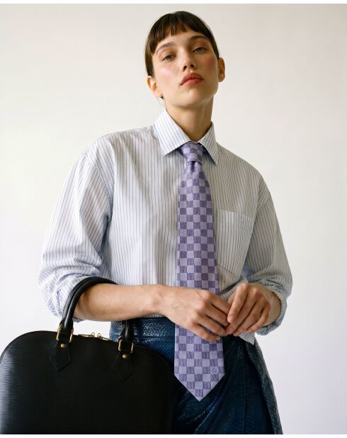 Cravate Damier bleu ciel - 146 x 8 cm