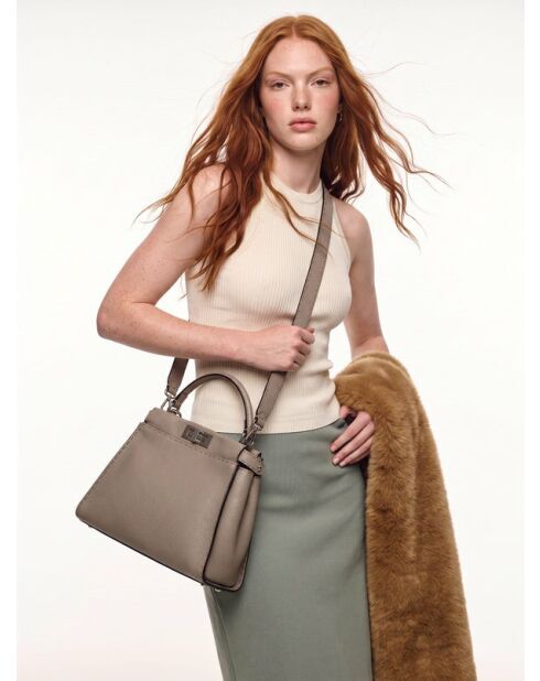 Sac Peekaboo Selleria cuir taupe - 34 × 26 × 11 cm