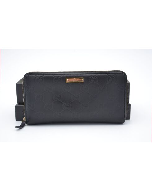Porte-monnaie Portefeuille Zippy Long En Cuir Noir Guccissima - 19,5 x 10 x 2,5 cm