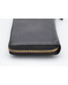 Porte-monnaie Portefeuille Zippy Long En Cuir Noir Guccissima - 19,5 x 10 x 2,5 cm