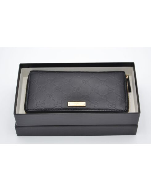 Porte-monnaie Portefeuille Zippy Long En Cuir Noir Guccissima - 19,5 x 10 x 2,5 cm