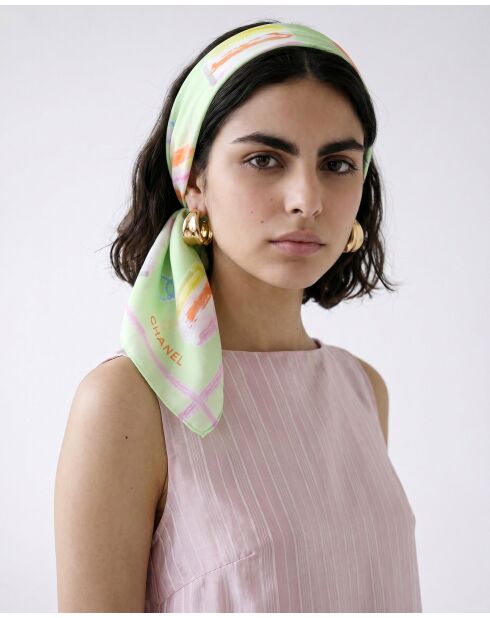 Foulard Coton Vert Pastel - 58 x 58 cm